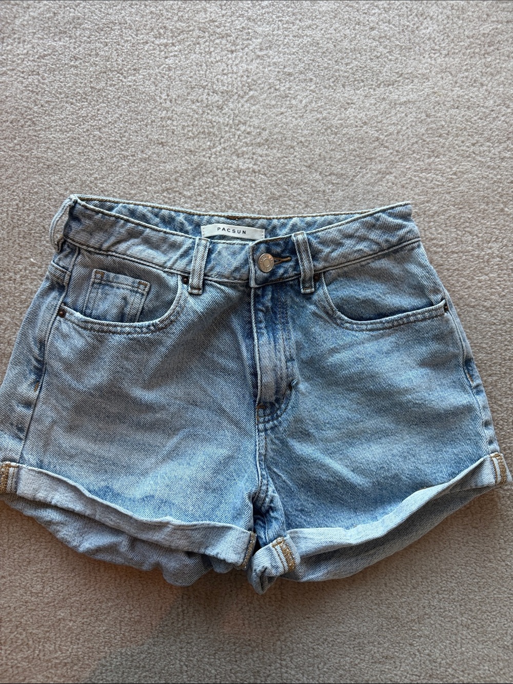 PacSun Light Wash High-Rise Rolled Hem Denim Shorts